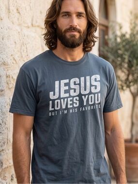 Jesus Loves You Black Graphic T-Shirt